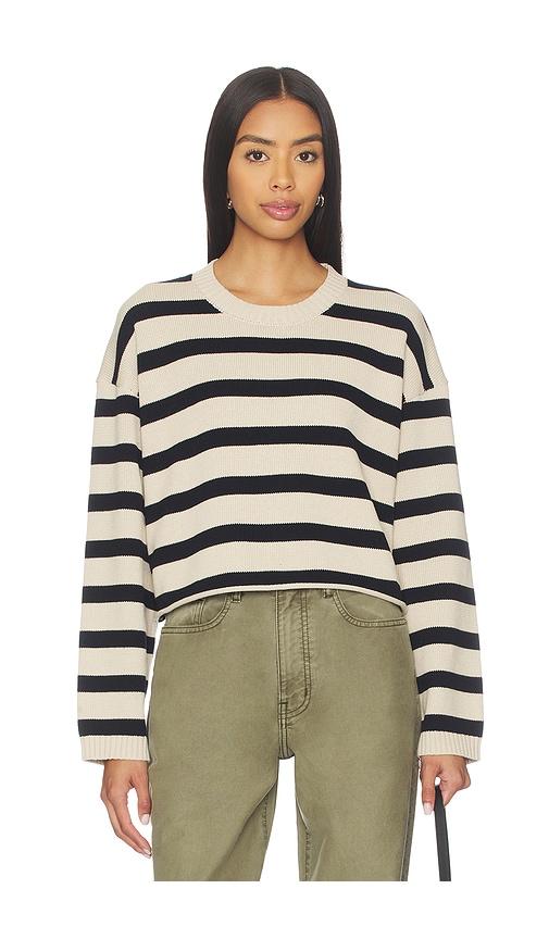 denimist cropped stripe sweater in navy,beige.