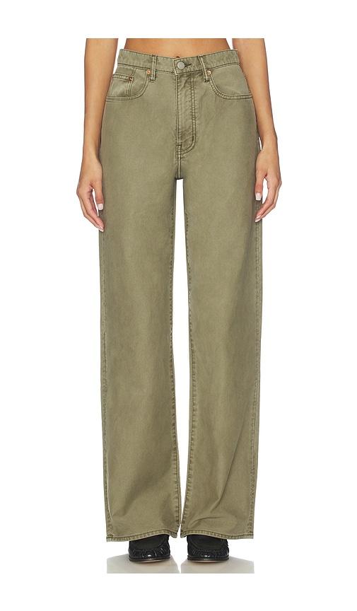 denimist teri wide leg jeans in olive.