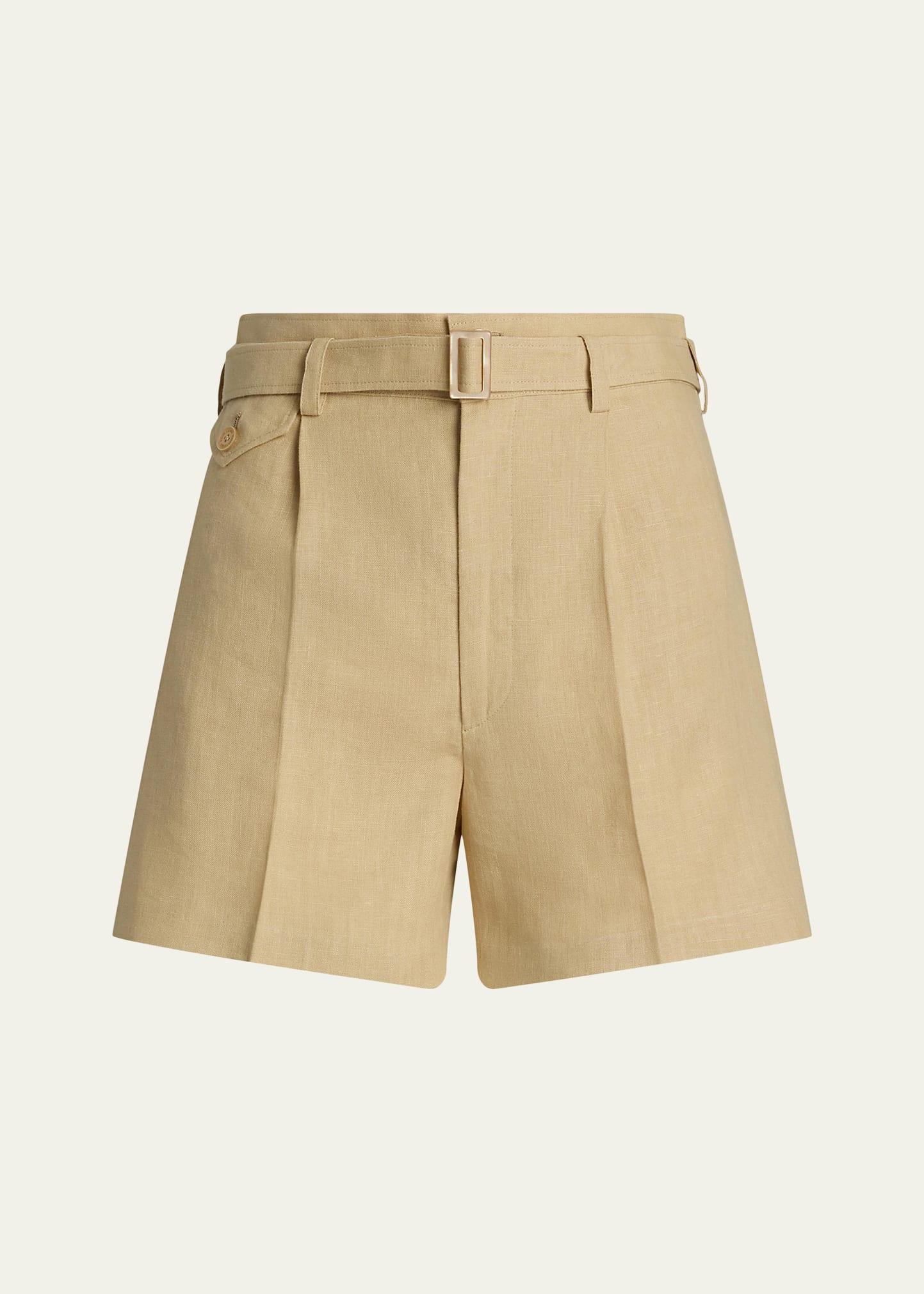 denise belted linen shorts
