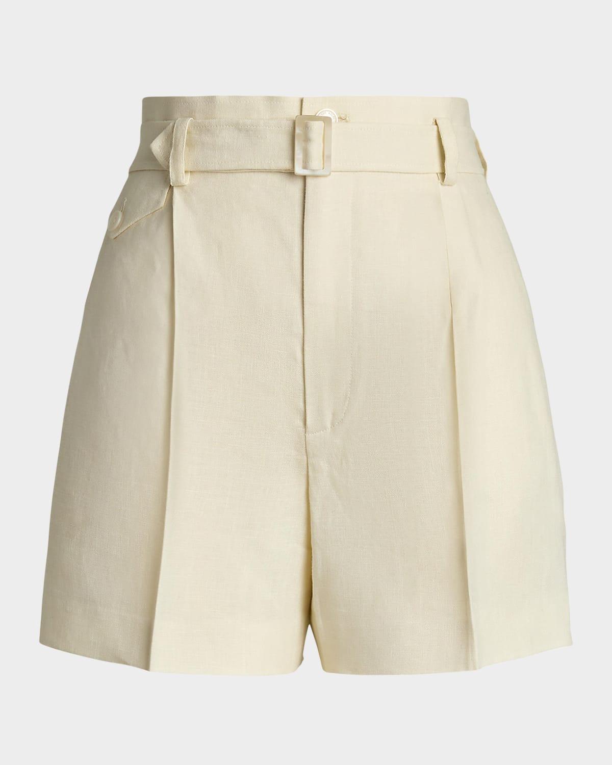 denise belted linen shorts