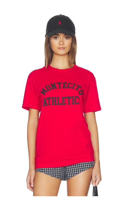 departure montecito athletics tee in red.