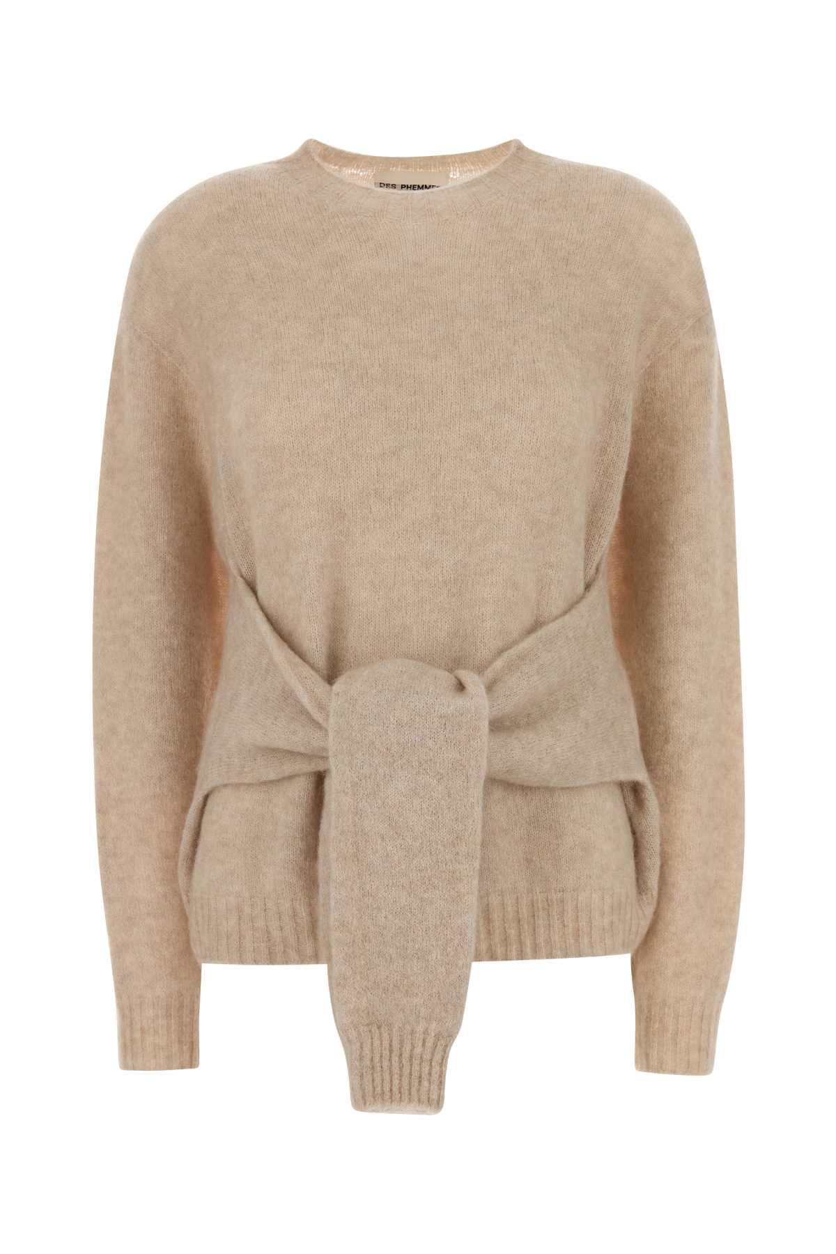 des phemmes beige stretch nylon blend sweater