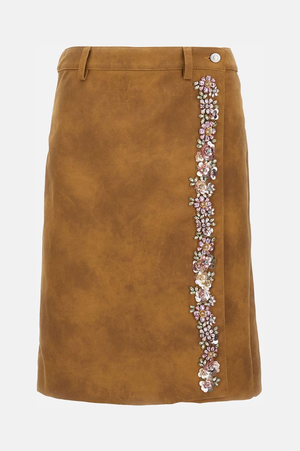des phemmes eco suede midi skirt