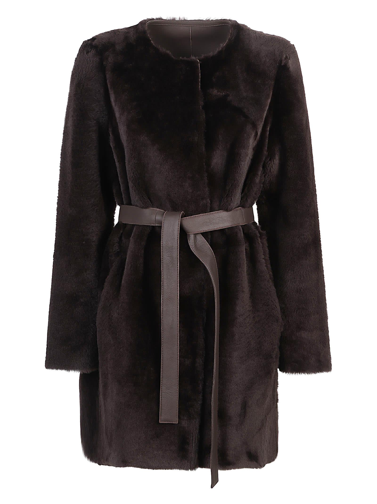 desa 1972 reversible round neck shearling caban