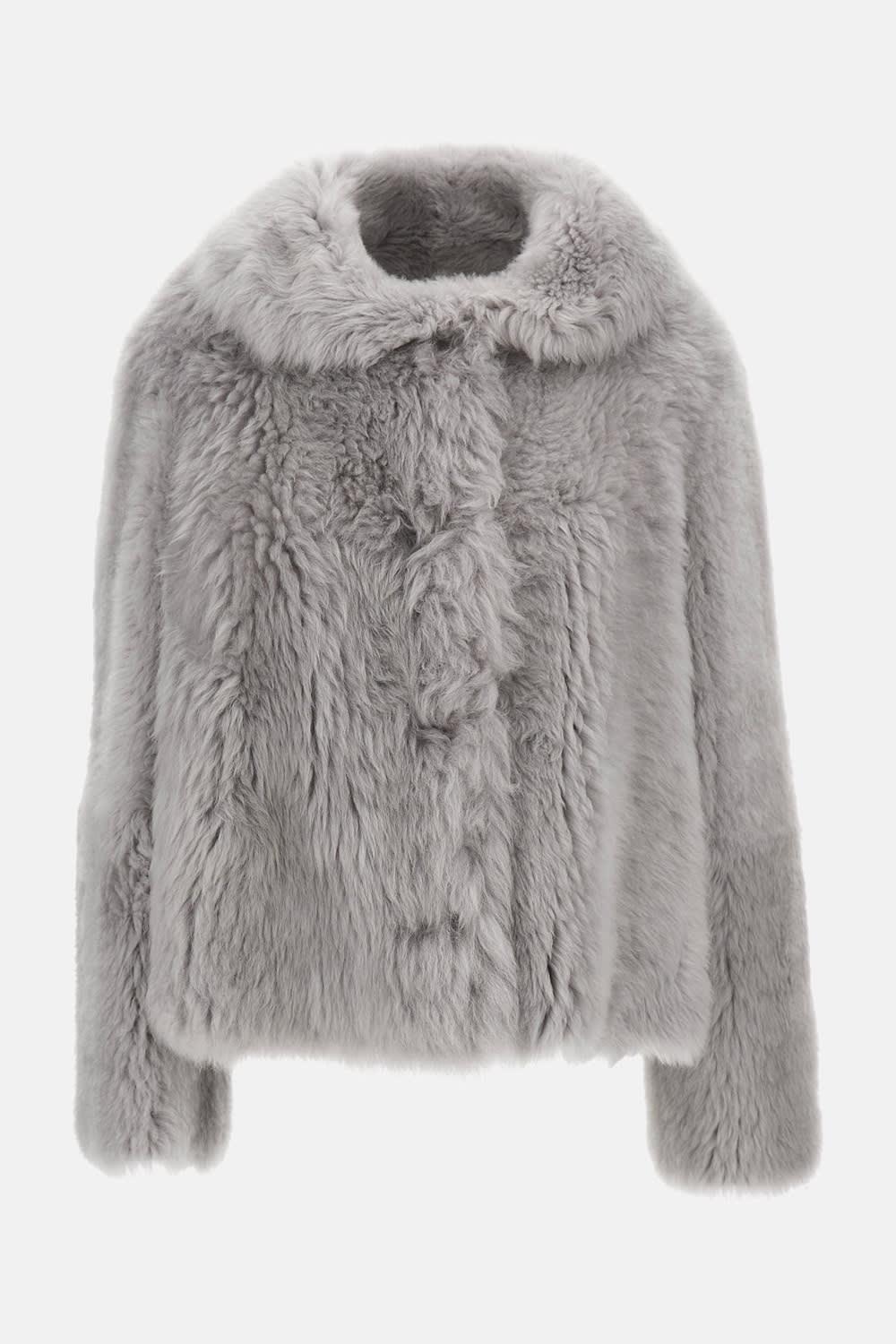 desa 1972 shearling trapeze jacket