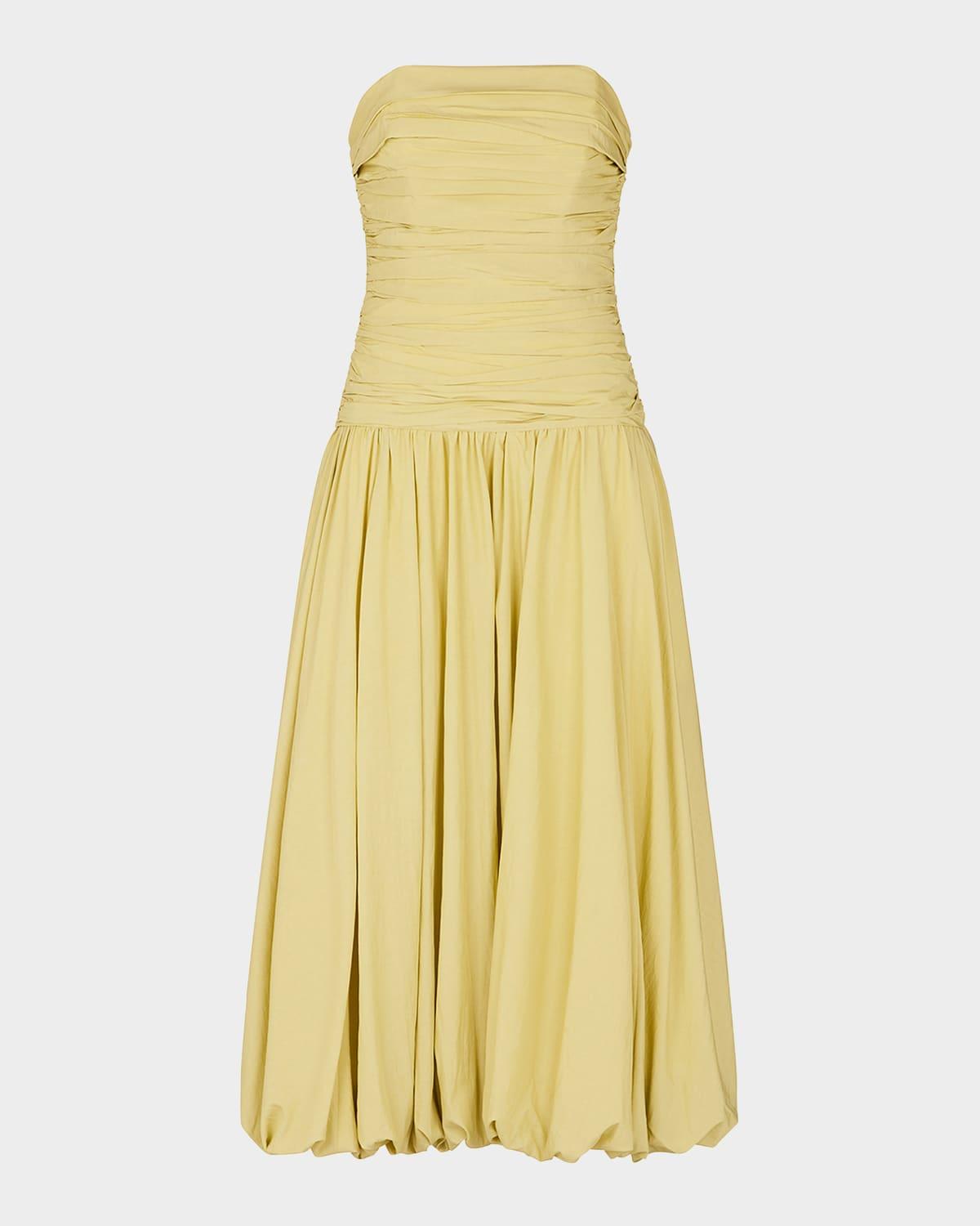 despina strapless ruched bubble midi dress