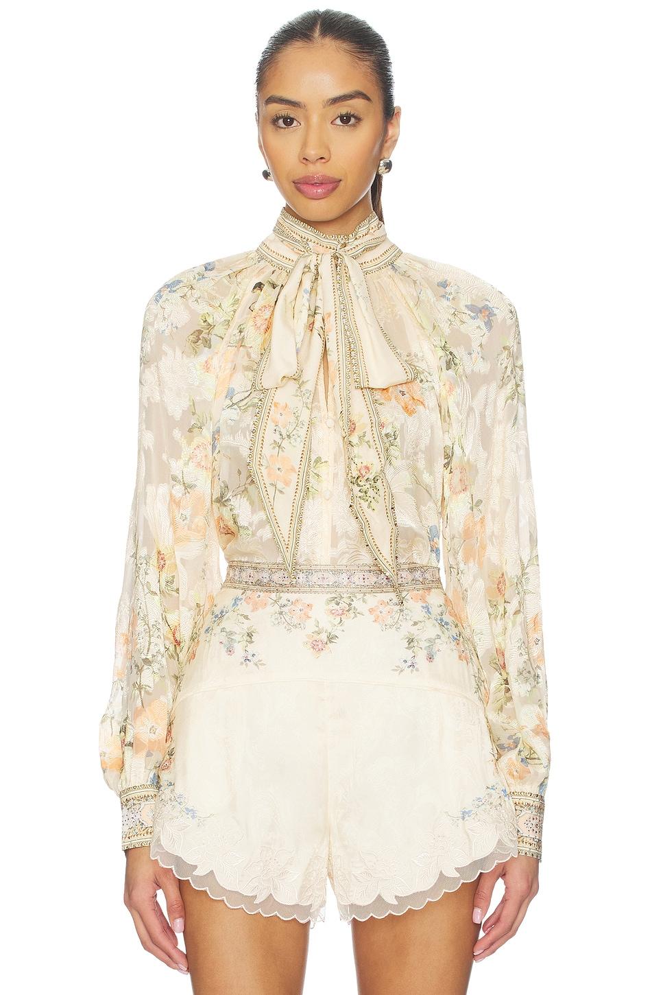 detachable bow raglan blouse