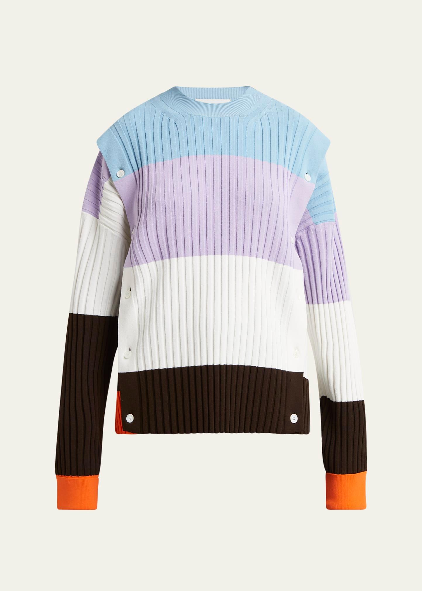 detachable ribbed button sweater