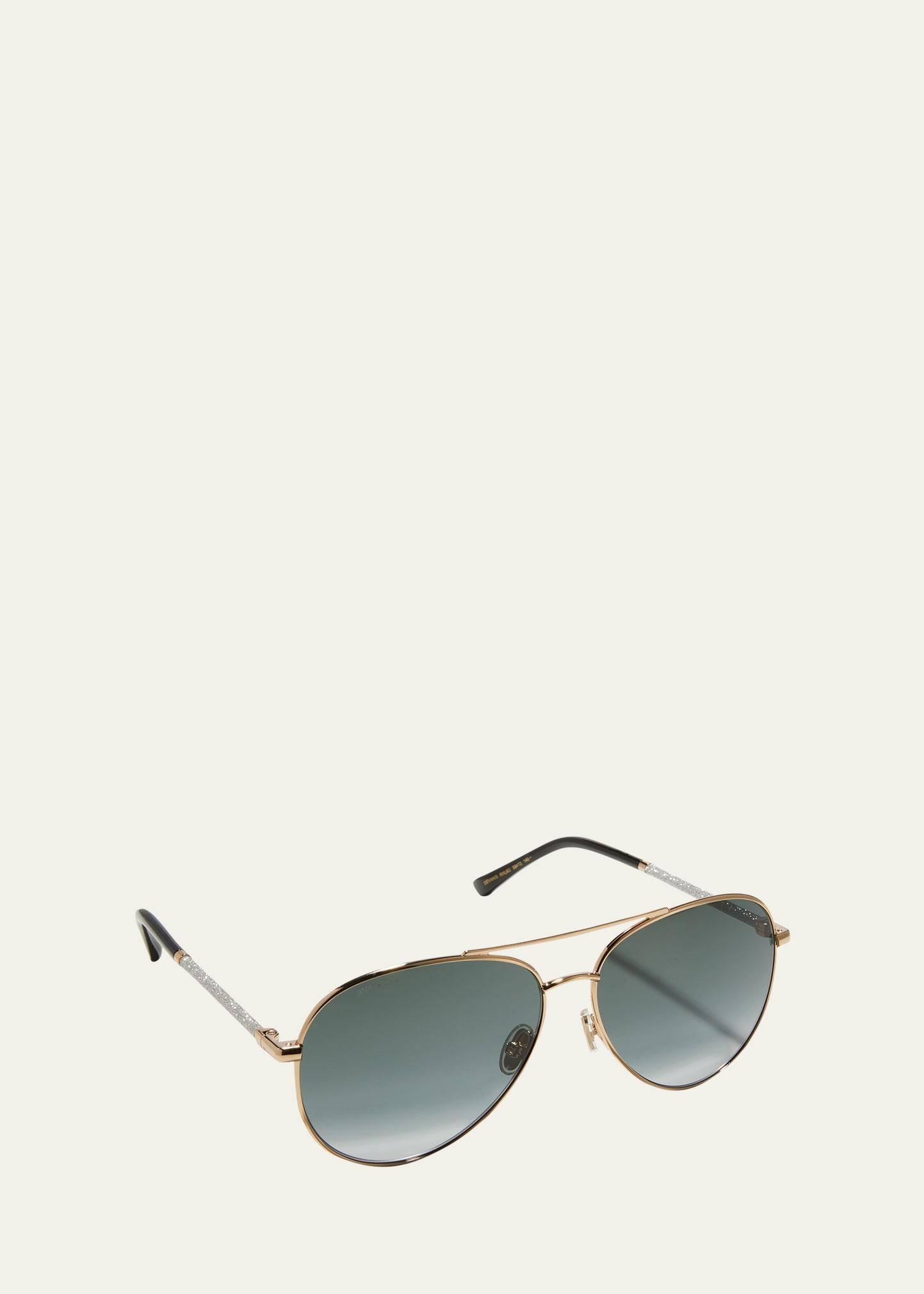 devans glittery stainless steel aviator sunglasses