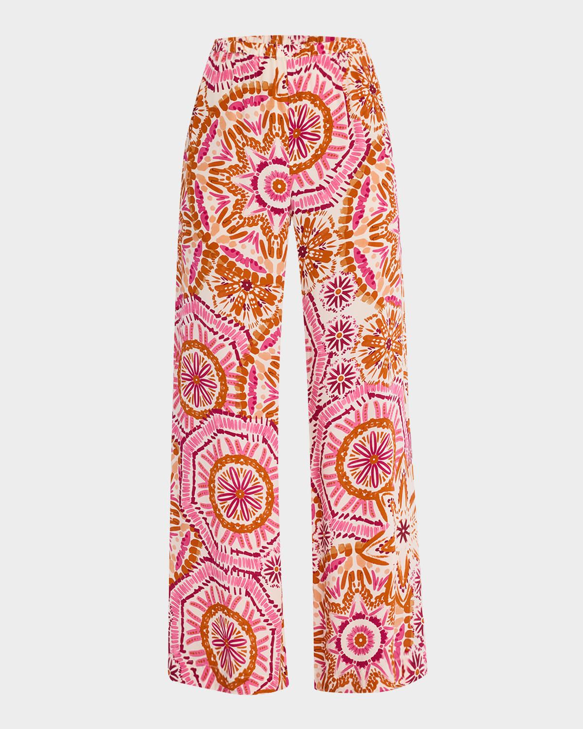 devon kaleidescope-print wide-leg pull-on pants