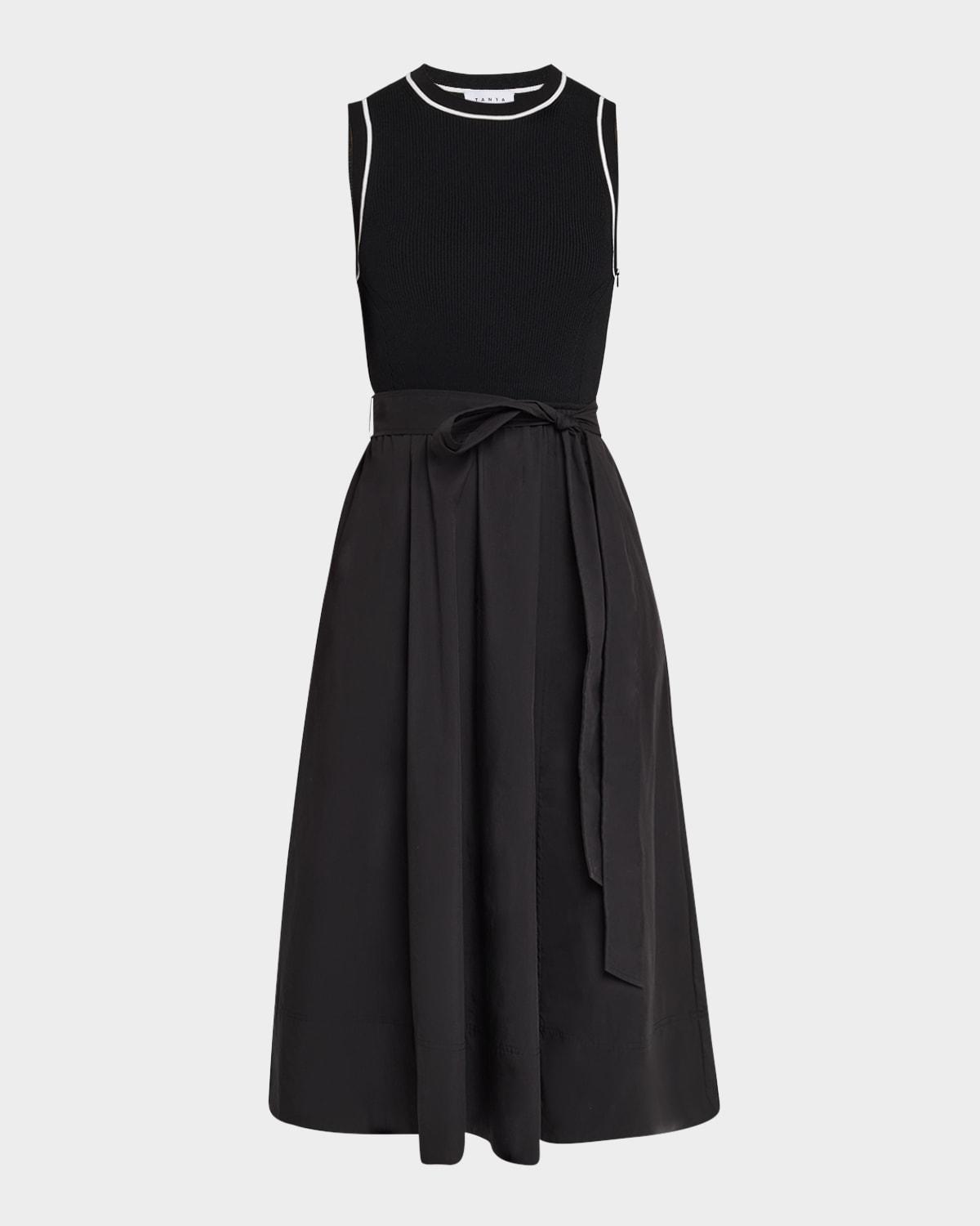 devon self-tie poplin midi dress