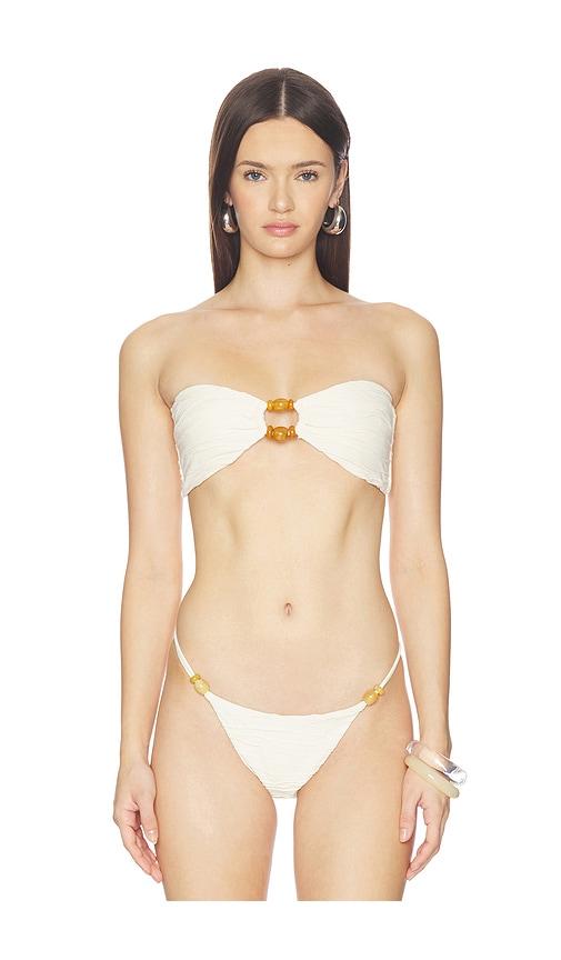 devon windsor anto bandeau bikini top in cream.