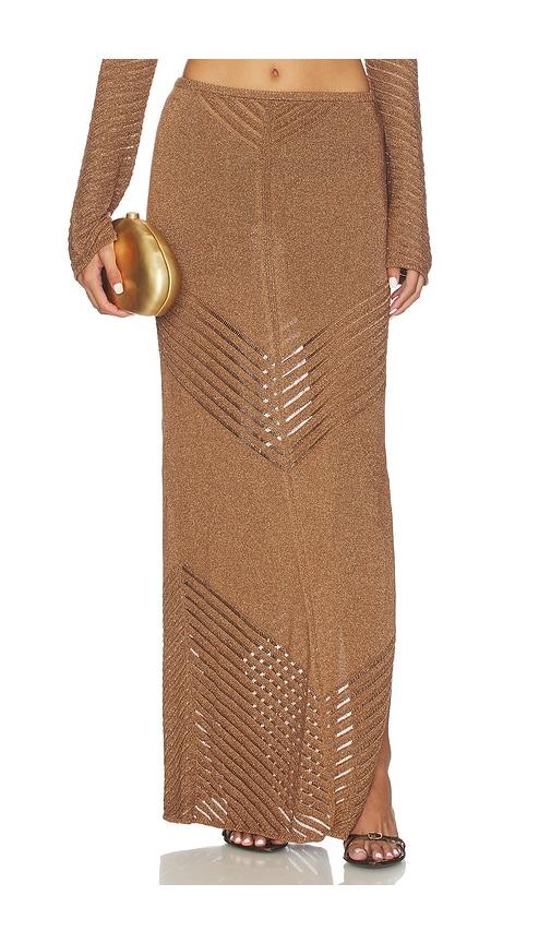 devon windsor bria maxi skirt in taupe.