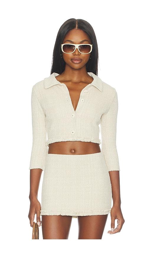 devon windsor brielle jacket in cream, metallic gold.