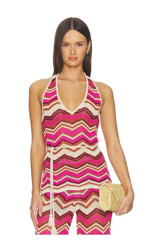 devon windsor carina top in fuchsia,brown.