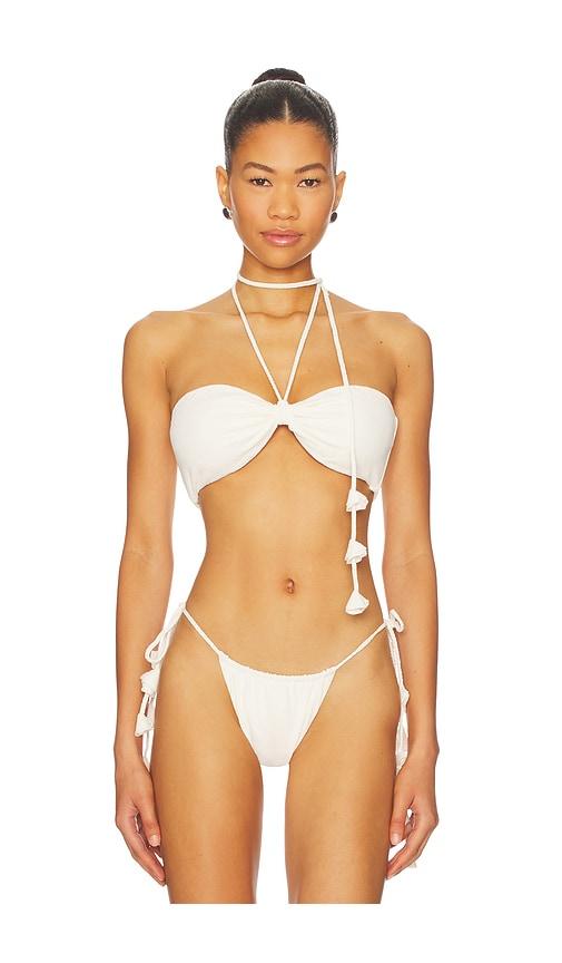 devon windsor eleanor halter bikini top in ivory.