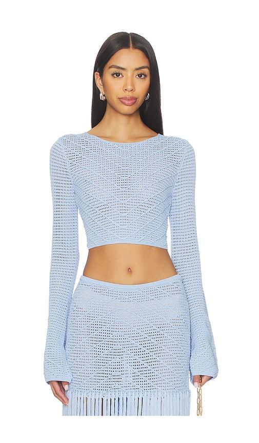 devon windsor erin longsleeve top in baby blue.