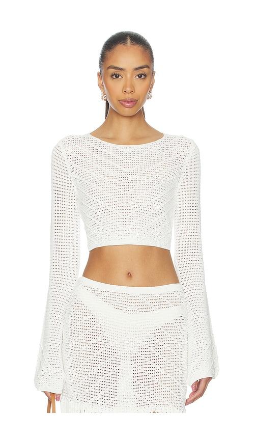 devon windsor erin longsleeve top in ivory.