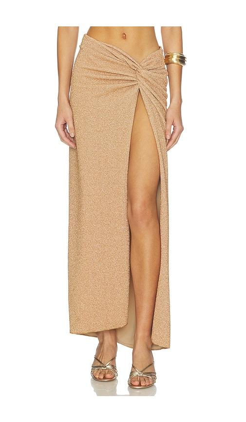 devon windsor gwen skirt in metallic gold.