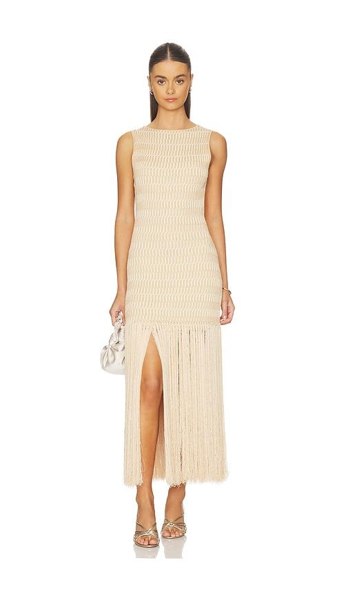 devon windsor leiza dress in metallic gold.