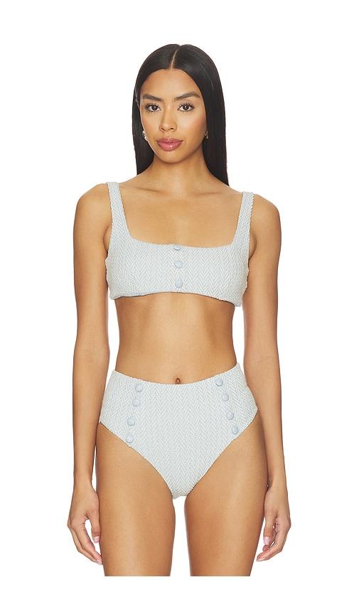 devon windsor mya bikini top in baby blue.