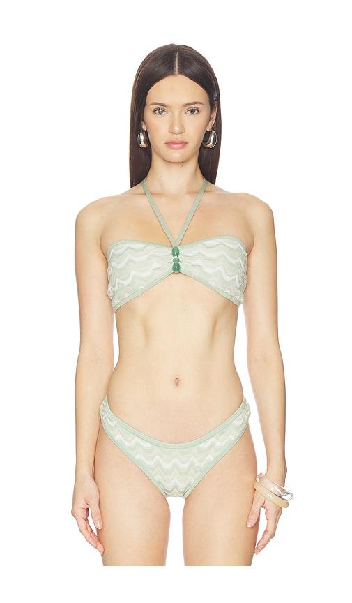 devon windsor portia halter bikini top in green.