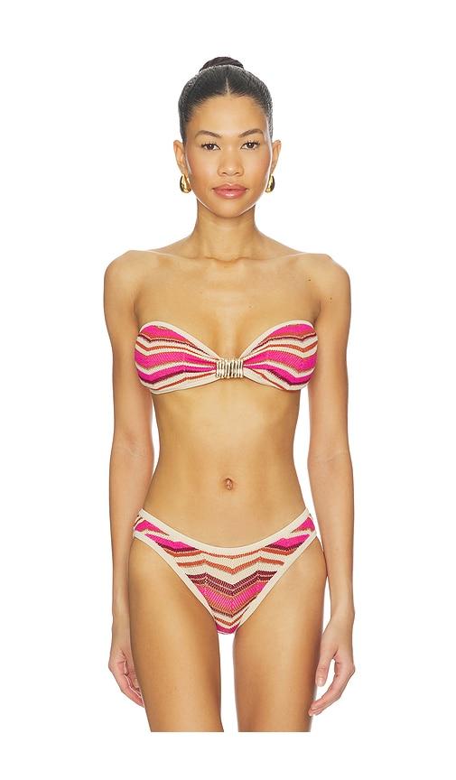 devon windsor samira bikini top in fuchsia.