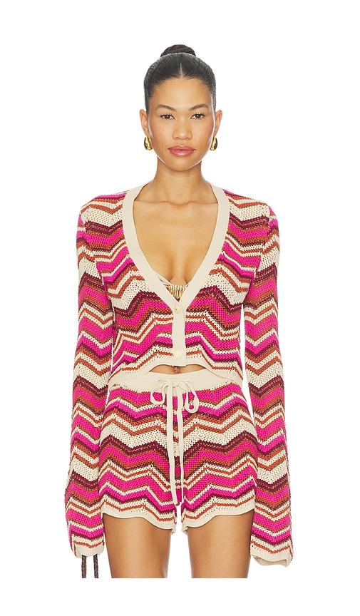 devon windsor stella cardigan in fuchsia.
