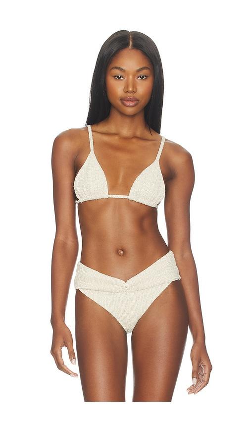 devon windsor vienna top in cream, metallic gold.