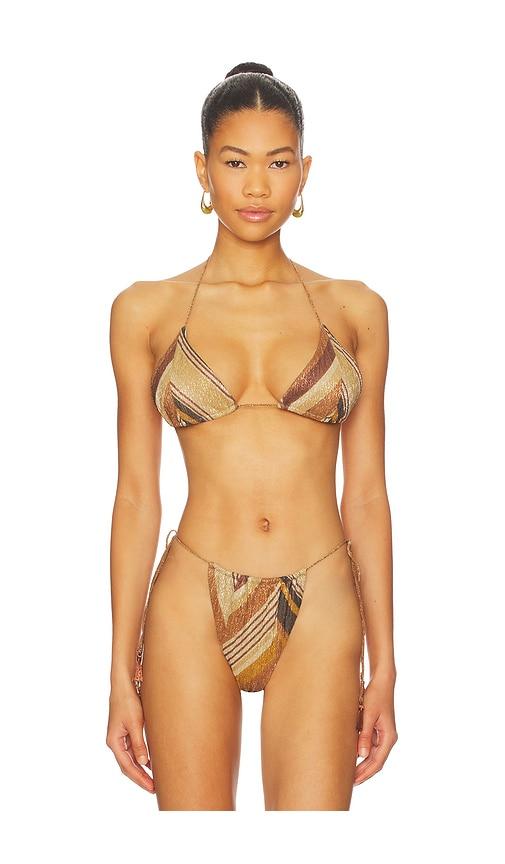 devon windsor winona triangle bikini top in tan.