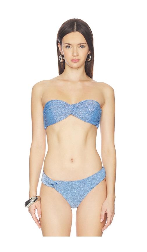 devon windsor x revolve thea bikini top in blue.