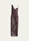 deyon abstract print draped dress