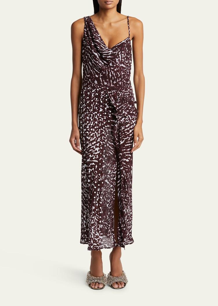 deyon abstract print draped dress