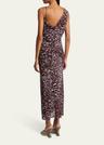 deyon abstract print draped dress