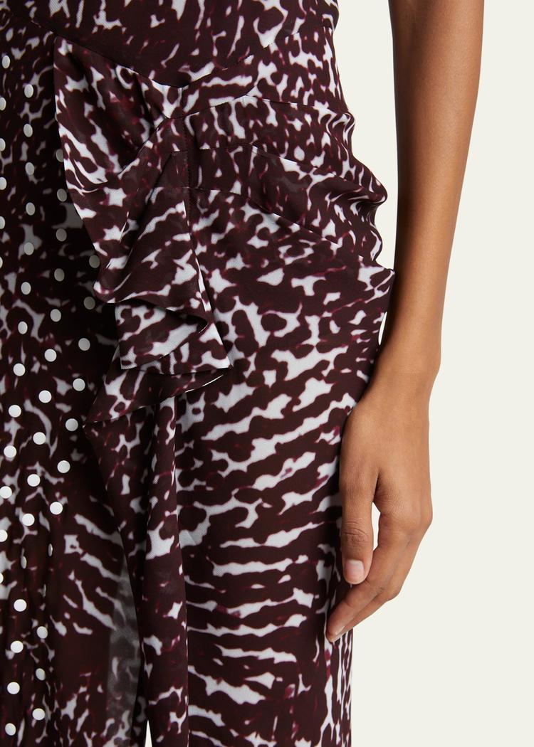 deyon abstract print draped dress