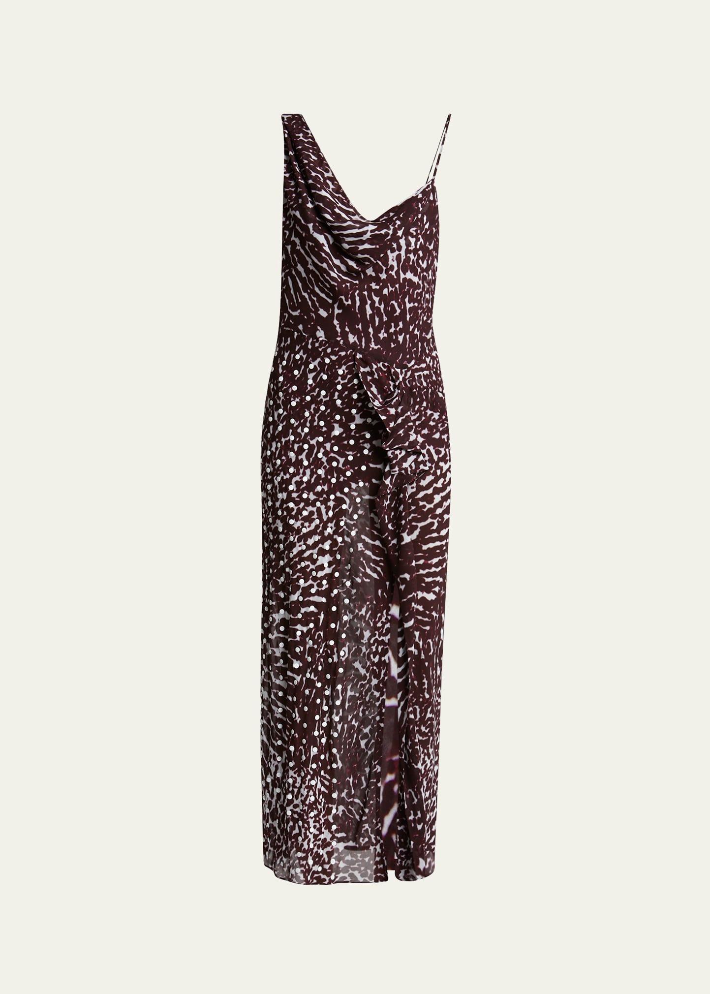 deyon abstract print draped dress