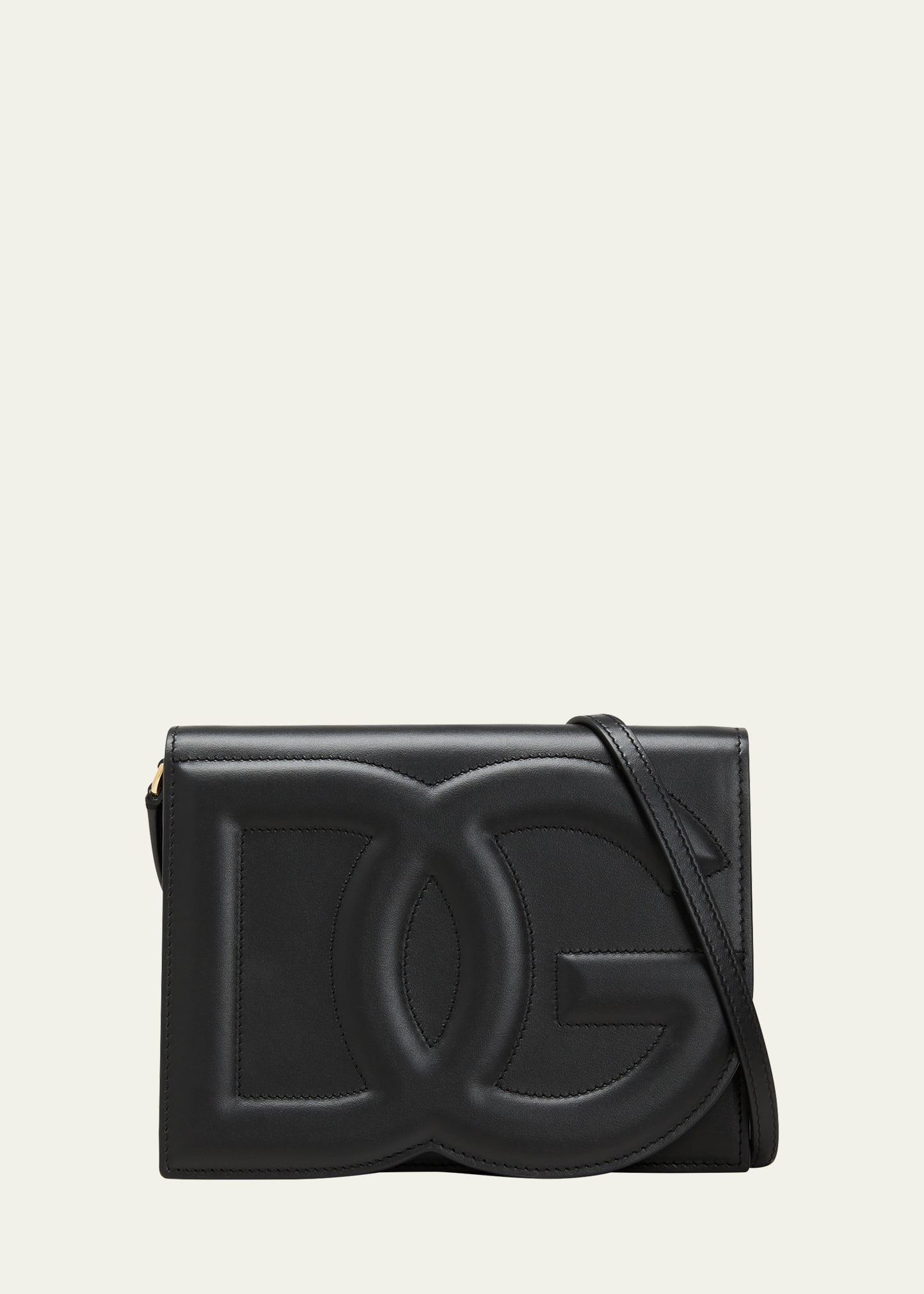 dg logo flap leather shoulder bag