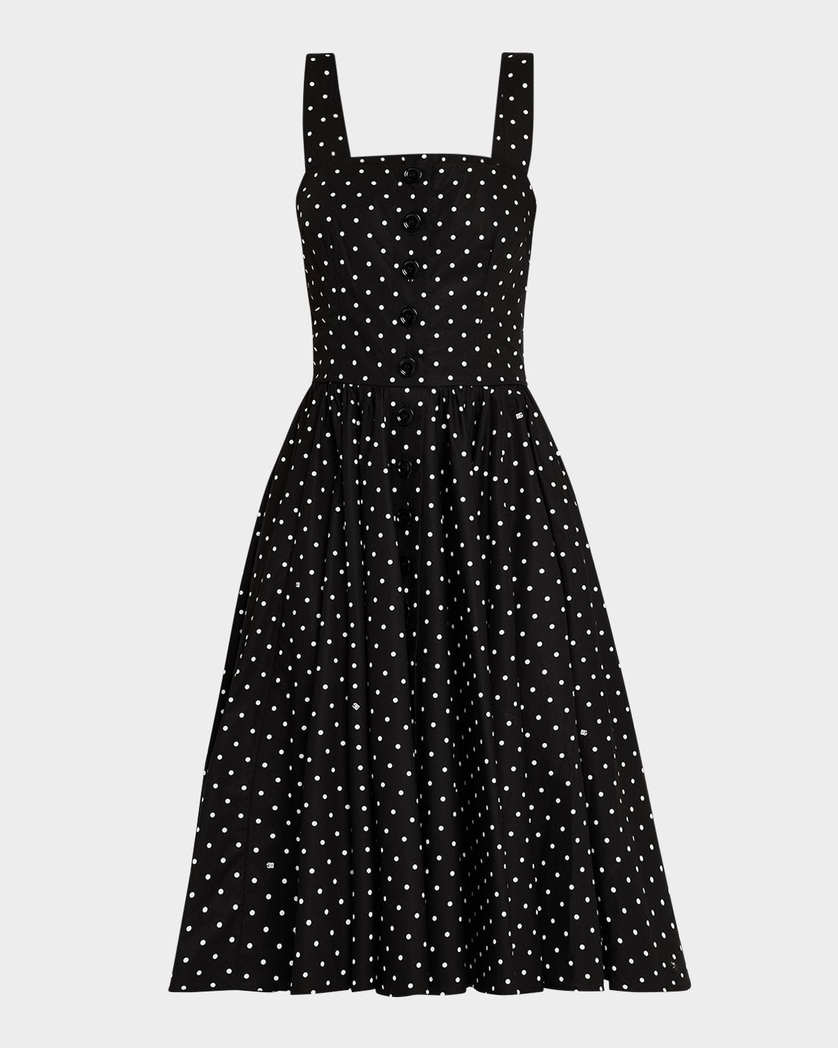 dg polka dot sleeveless button-front cotton popeline midi sundress