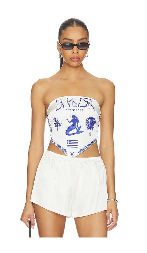 di petsa gorgona bandeau top in white,blue.