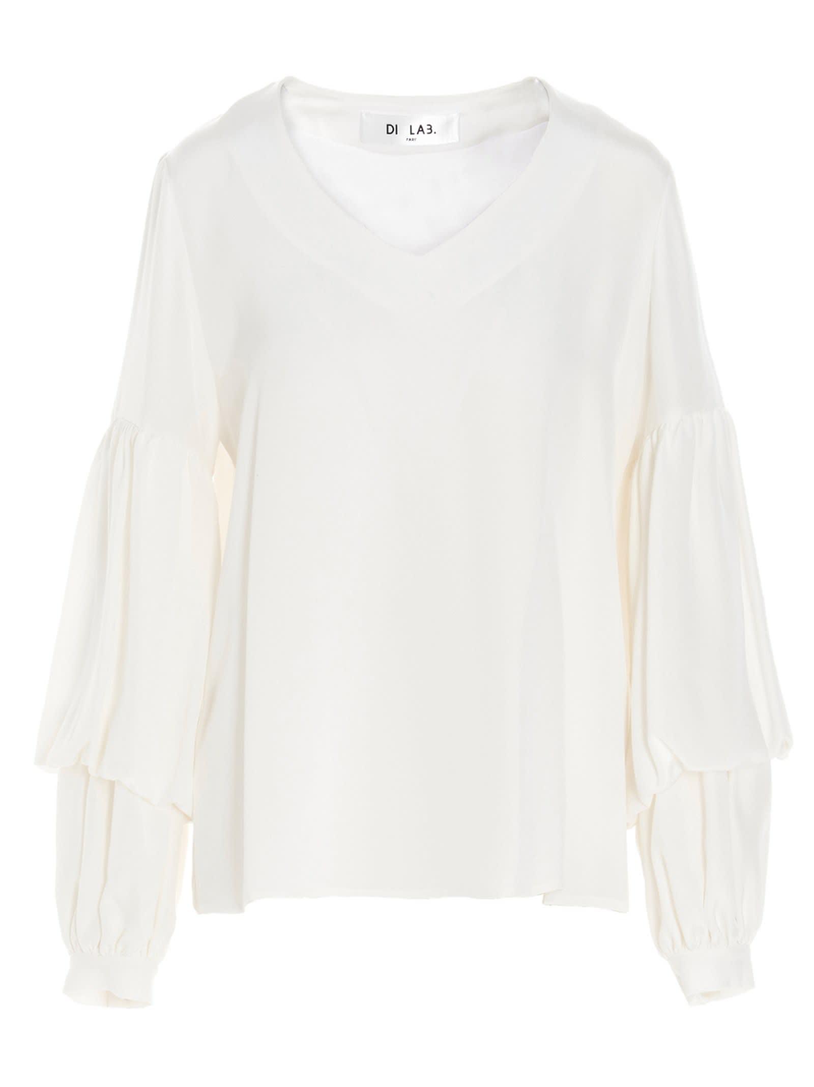 di. la3 pari' puff-sleeve silk shirt