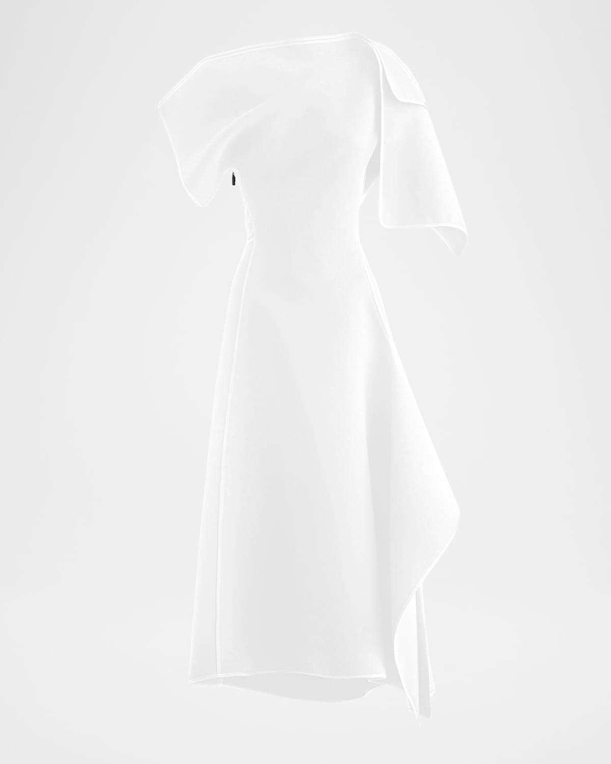 diadem off-the-shoulder short-sleeve midi dress
