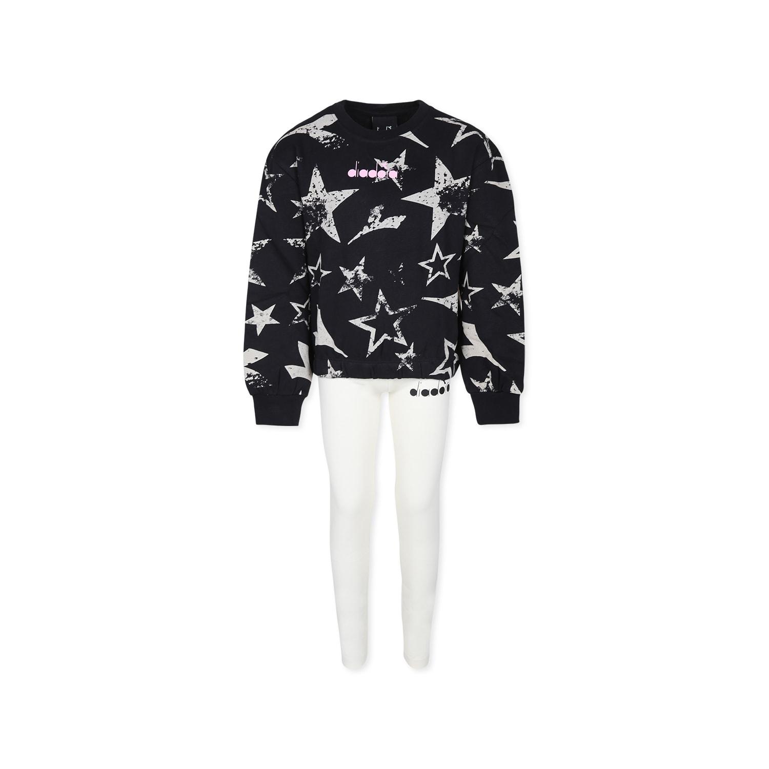 diadora black suit for girl with logo