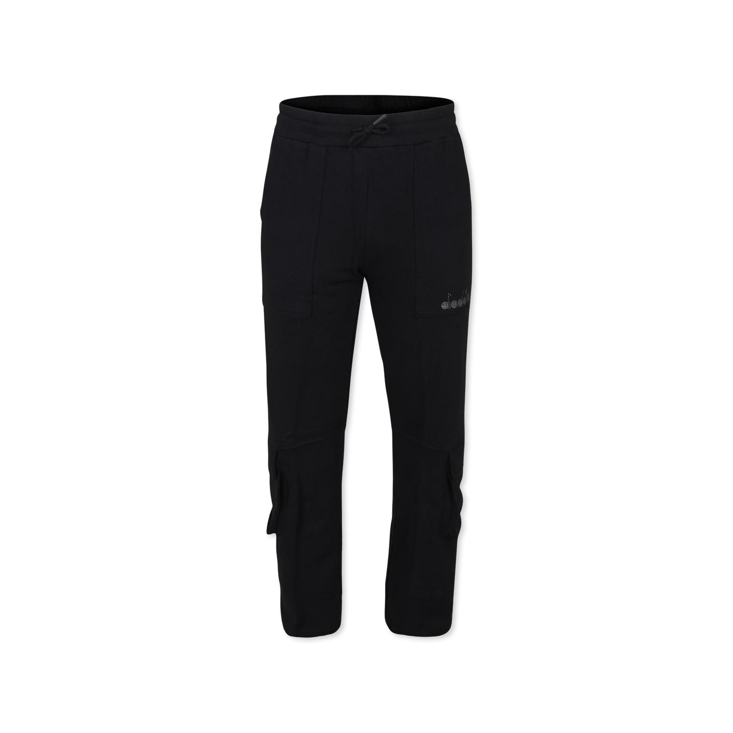 diadora black trousers for girl with logo
