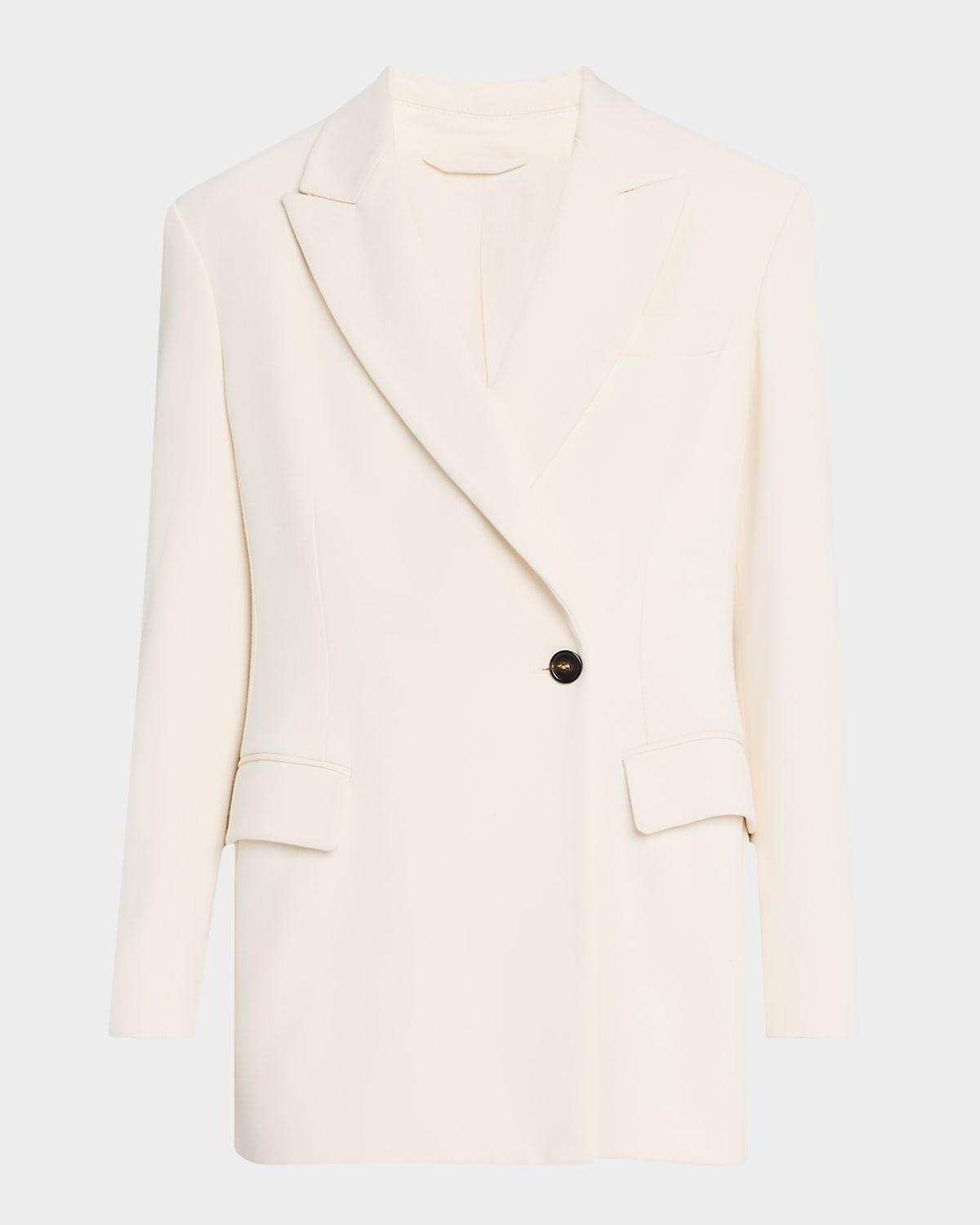 diagonal button-front viscose blazer