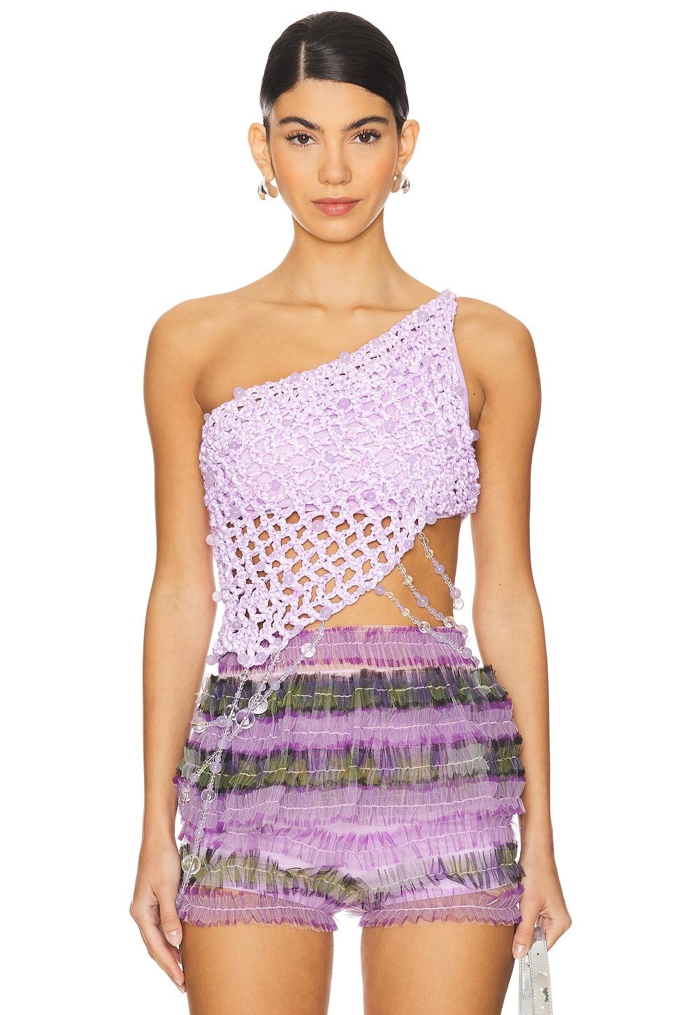 diagonal crochet beaded top