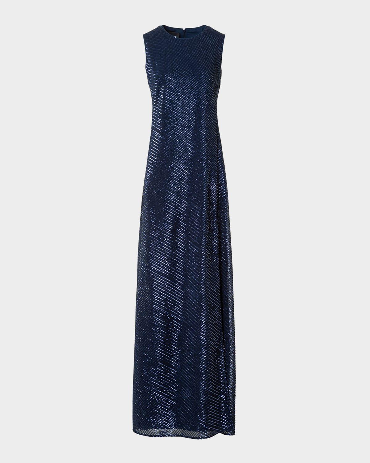 diagonal sequined georgette gown