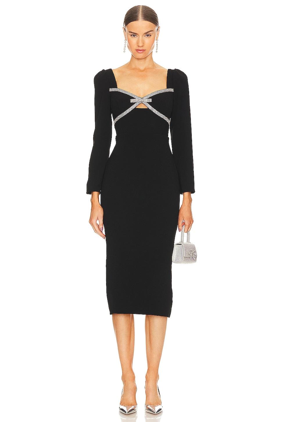 diamante bow midi dress