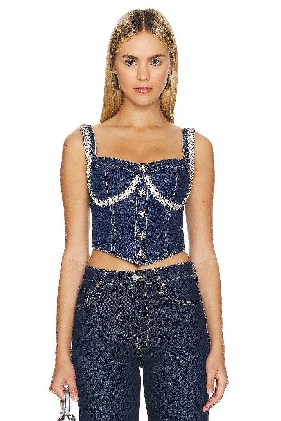 diamante denim top