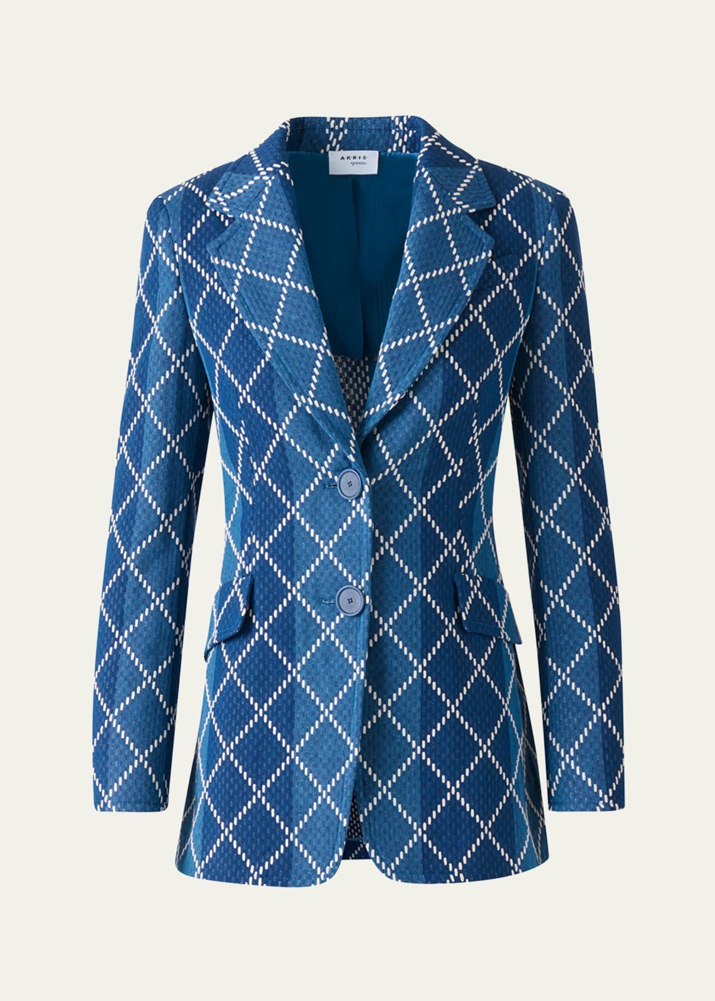 diamond cotton jacquard fitted blazer
