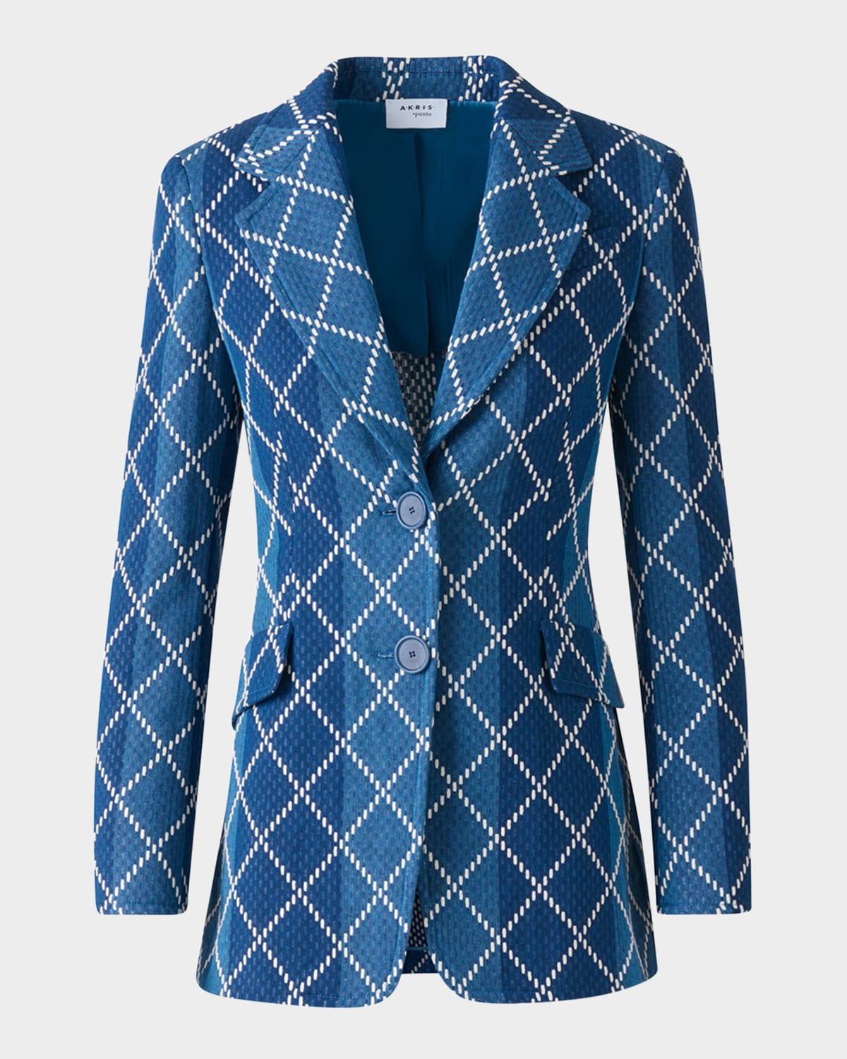 diamond cotton jacquard fitted blazer